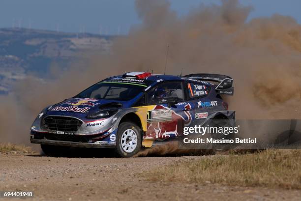 Sebastien Ogier of France and Julien Ingrassia of France compete in their M-Sport WRT Ford Fiesta WRC during Day One of the WRC Italy on June 9, 2017...