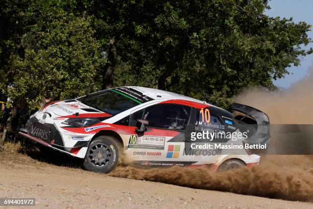 Jari Matti Latvala of Finland and Mikka Anttila of Finland compete in their Toyota Gazoo Racing WRT Toyota Yaris WRC during Day One of the WRC Italy...