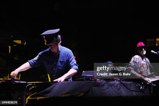 Harry and Zion Godchaux of Boombox perform at Red Rocks Amphitheatre on June 9, 2017 in Morrison, Colorado.