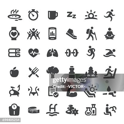 Healthy Lifestyle and Eating Icons - Big Series Healthy Lifestyle and Eating Icons - Big Series