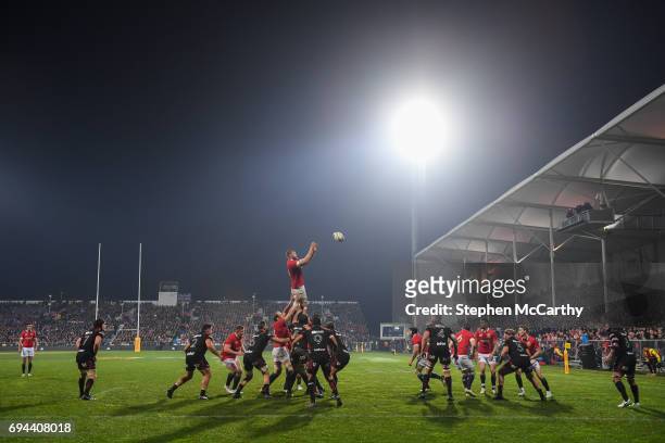 Christchurch , New Zealand - 10 June 2017; George Kruis of the British & Irish Lions takes possession in a lineout during the match between Crusaders...
