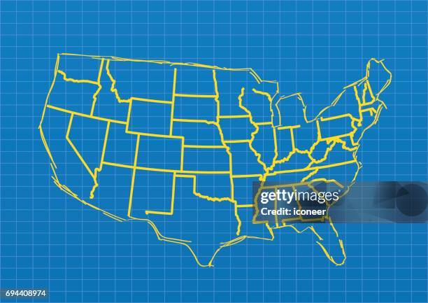 Yellowmap Vector Usa Yellow Map On Blue Background High-Res Vector Graphic - Getty Images
