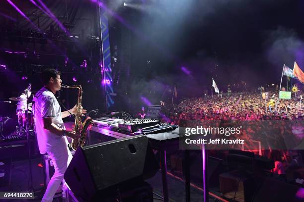 Recording artist Dominic Lalli of Big Gigantic performs onstage at What Stage during Day 2 of the 2017 Bonnaroo Arts And Music Festival on June 9,...