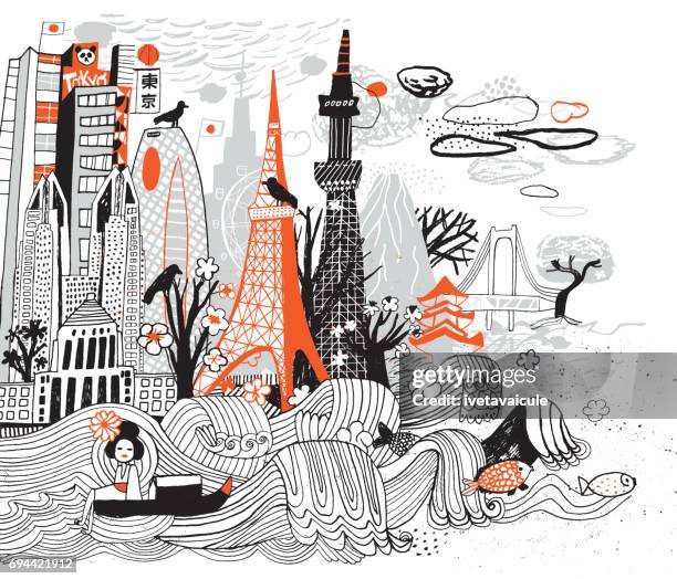 tokyo - japanese culture stock illustrations
