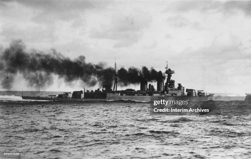 Captain Ralph Kerr View of the British Royal Navy battle cruiser HMS Hood, possibly late ...