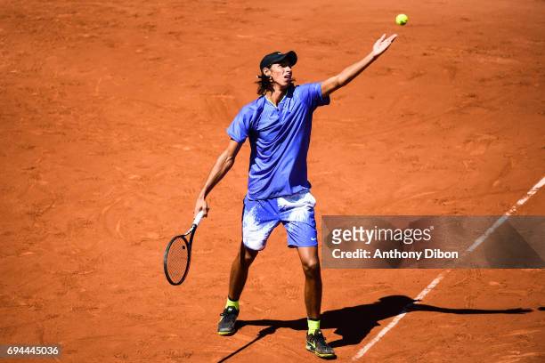 Alexei Popyrin of Australia during the day 14 of the French Open at Roland Garros on June 10, 2017 in Paris, France.