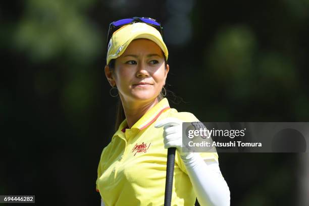 Ai Miyazato of Japan looks on during the third round of the Suntory Ladies Open at the Rokko Kokusai Golf Club on June 10, 2017 in Kobe, Japan.