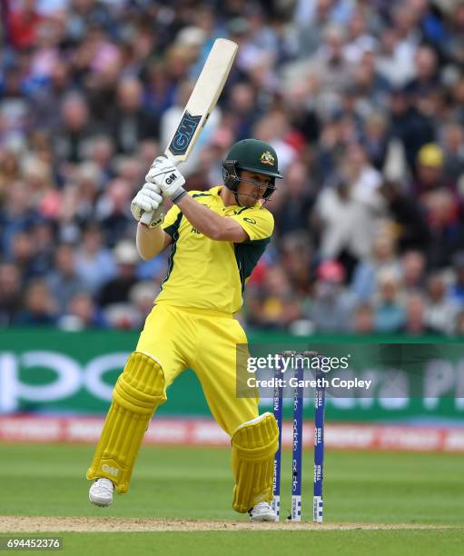 Travis Head of Australia bats during the ICC Champions Trophy match between England and Australia at Edgbaston on June 10, 2017 in Birmingham,...