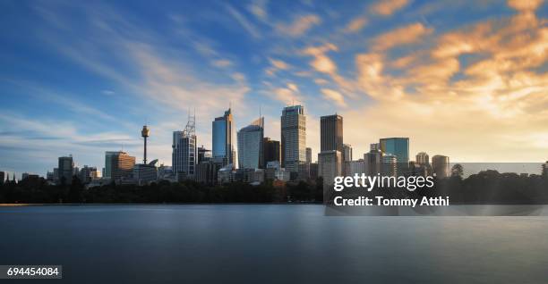 sydney city skyline - sydney at dusk stock pictures, royalty-free photos & images