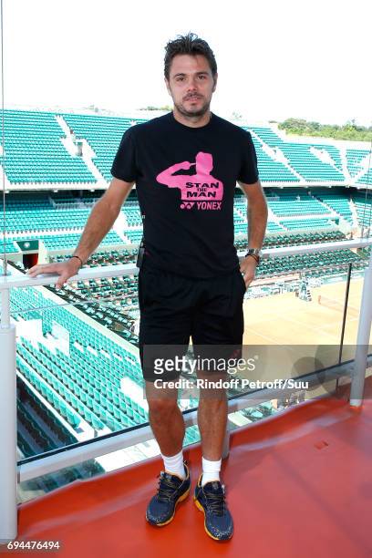 Stanislas Wawrinka, aka Stan Wawrinka poses at France Television french chanel studio during the Women Final of the 2017 French Tennis Open - Day...
