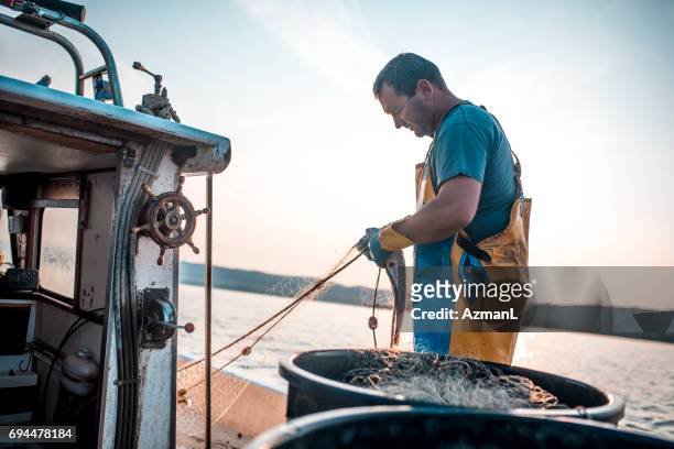 great start of the day - fishing boat net stock pictures, royalty-free photos & images