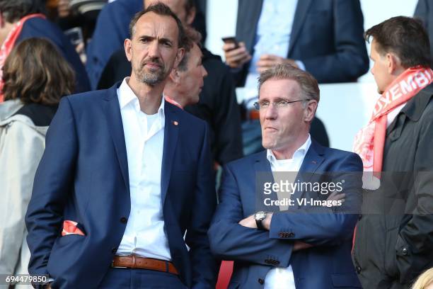 Performance Innovation Manager Peter Blange of KNVB, technical director Hans van Breukelen of KNVBduring the FIFA World Cup 2018 qualifying match...