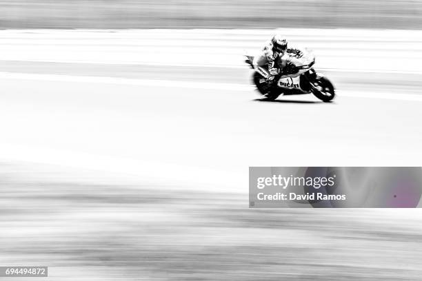 Jorge Lorenzo of Spain and Ducati Team rides during a free practice ahead of qualifying at Circuit de Catalunya on June 10, 2017 in Montmelo, Spain.