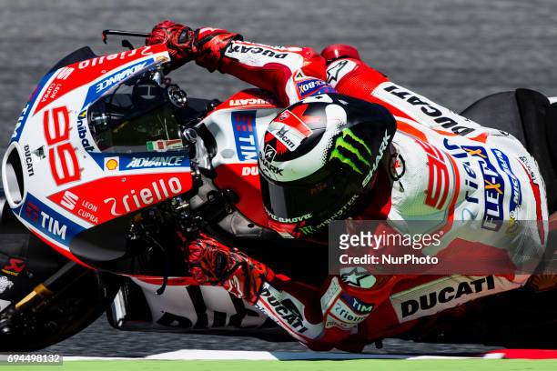 Jorge Lorenzo from Spain of Ducati Team during the Monter Energy Catalonia Grand Prix, at the Circuit de Barcelona-Catalunya on June 10 of 2017.