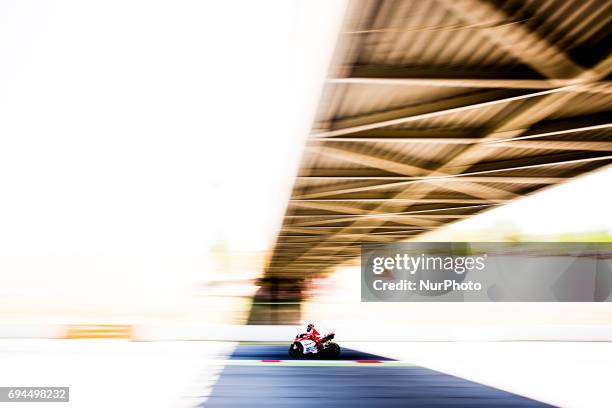 Jorge Lorenzo from Spain of Ducati Team during the Monter Energy Catalonia Grand Prix, at the Circuit de Barcelona-Catalunya on June 10 of 2017.