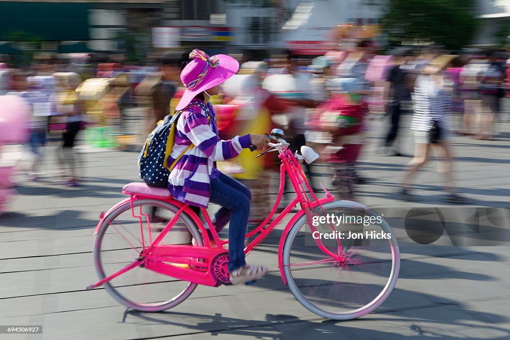 Cycling in Taman Fatahillah during the Eid Holiday