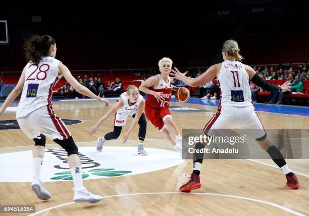 Isil Alben of Turkey Women's National Basketball team in action during a friendly match between Turkey and Latvia within the preparations of 2018...