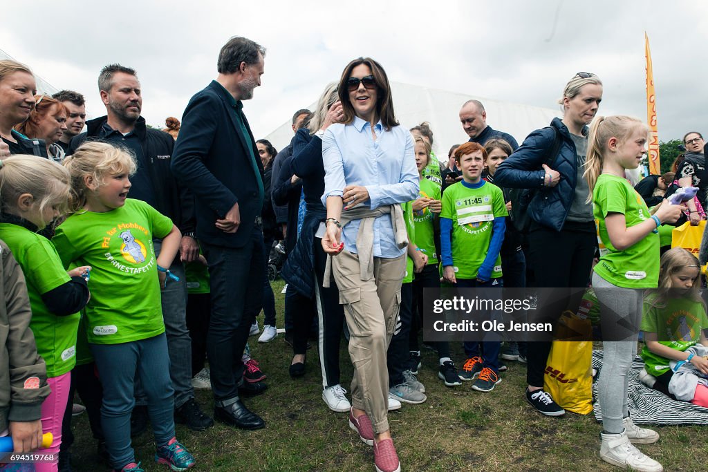 Crown Princess Mary Presents Medals At Relay Event For Kids In Copenhagen