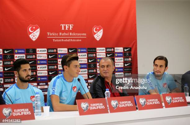 Head Coach of Turkey National Football Team Fatih Terim speaks during a press conference held ahead of the FIFA 2018 World Cup soccer match between...