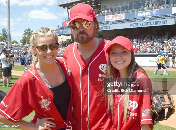 Musical artists Lauren Alaina, Billy Ray Cyrus, and Danielle Bradbery attend the 27th Annual City of Hope Celebrity Softball Game at First Tennessee...