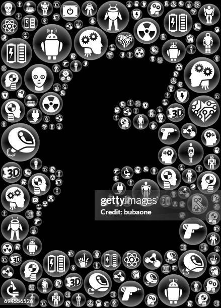 pound robots and robotics black vector button pattern - exoskeleton stock illustrations