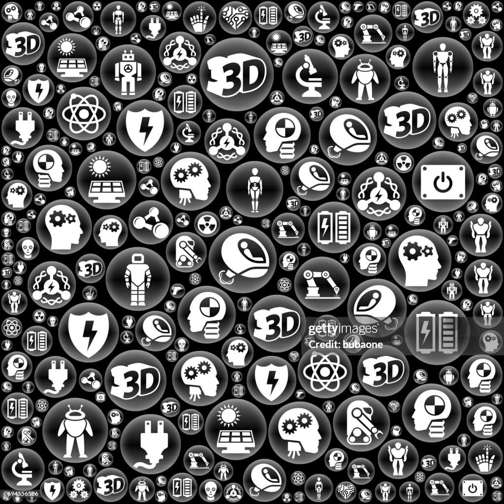 Vector Robots Button Pattern Robots And Robotics Black Vector Button Pattern High-Res Vector ...