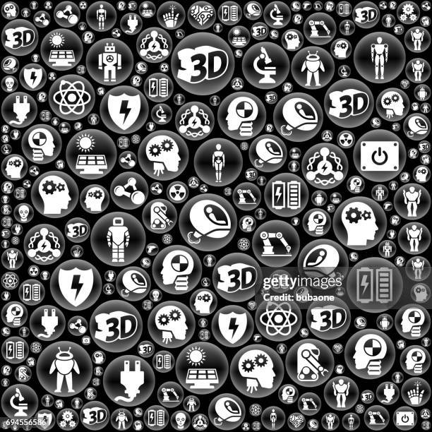 Pattern Robotics Graphics Pattern Robots And Robotics Black Vector Button Pattern High-Res Vector ...
