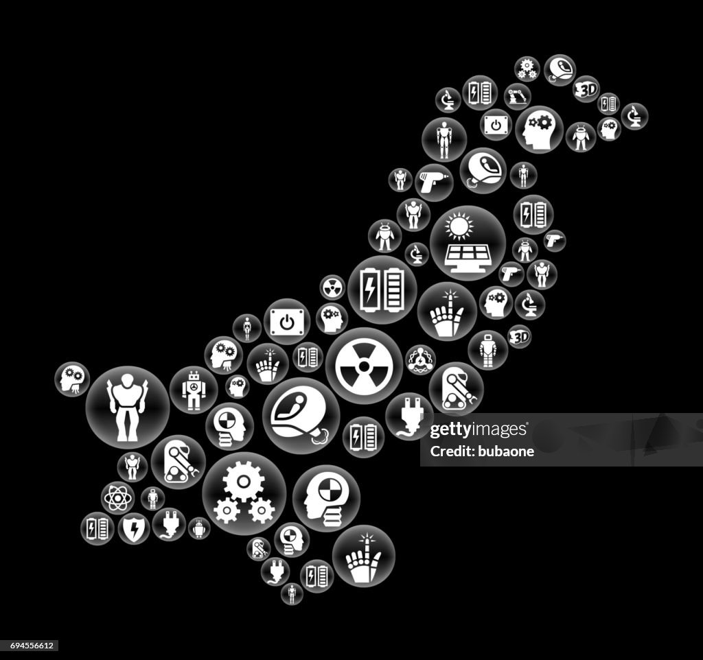 Vector Robots Button Pakistan Robots And Robotics Black Vector Button Pattern High-Res ...