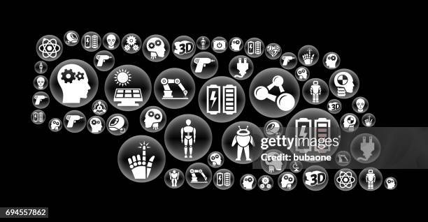 nebraska robots and robotics black vector button pattern - prosthetic technology stock illustrations