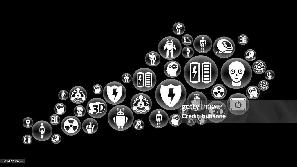 Vector Robots Button Kentucky Robots And Robotics Black Vector Button Pattern High-Res ...