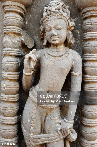 closeup of a hindu deity at the chand baori stepwell, abhaneri, rajasthan, india - abhaneri fotografías e imágenes de stock