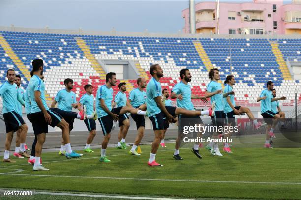 Players of Turkish National Football Team attend a training session before of FIFA 2018 World Cup Qualifiers match between Turkey and Kosovo at Loro...