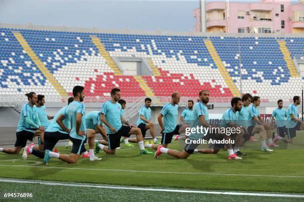 Players of Turkish National Football Team attend a training session before of FIFA 2018 World Cup Qualifiers match between Turkey and Kosovo at Loro...
