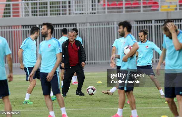 Head Coach of Turkey National Football Team Fatih Terim leads a training session before of FIFA 2018 World Cup Qualifiers match between Turkey and...