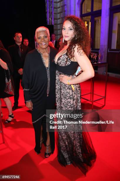 Dionne Warwick and Cheyenne Elliott attend the Life Ball 2017 Gala Dinner at City Hall on June 10, 2017 in Vienna, Austria.