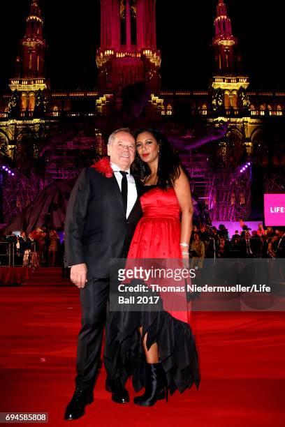 Wolfgang Puck and Gelila Puck arrive for the Life Ball 2017 at City Hall on June 10, 2017 in Vienna, Austria.
