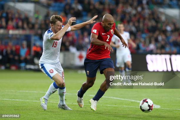 Haitam Aleesami of Norway and Ladislav Krejci of Czech Repubublic during the FIFA 2018 World Cup Qualifier between Norway and Czech Republic at...