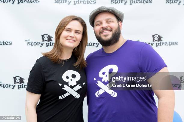 Actors Emily Deschanel and Daniel Franzese attend The Story Pirates Benefit Performance at Crossroads School for Arts & Sciences on June 10, 2017 in...