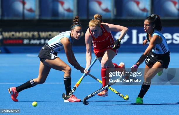 Nicola White of England during the Investec International match between England Women and Argentina Women at The Lee Valley Hockey and Tennis Centre...