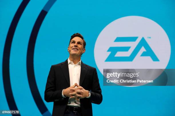 Andrew Wilson speaks during the Electronic Arts EA Play event at the Hollywood Palladium on June 10, 2017 in Los Angeles, California. The E3 Game...