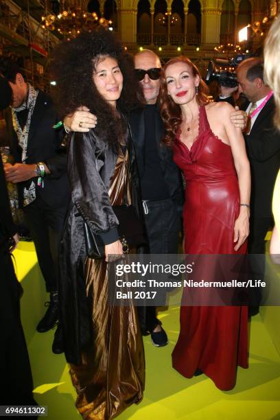 Ayako Yoshida, Michel Comte and Ute Lemper attend the Life Ball 2017 Gala Dinner at City Hall on June 10, 2017 in Vienna, Austria.