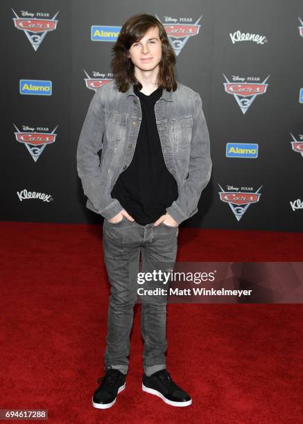 Actor Chandler Riggs attends the premiere of Disney and Pixar's "Cars 3" at Anaheim Convention Center on June 10, 2017 in Anaheim, California.