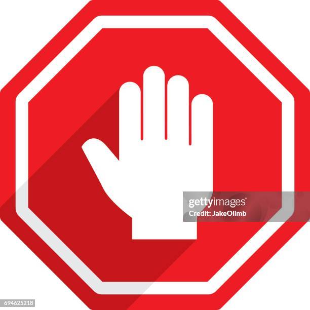 stop sign hand icon - wrong way stock illustrations