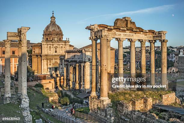the ancient city of rome called the forum romanum. - het forum van rome stockfoto's en -beelden