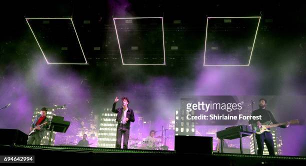 Matthew Healy, Adam Hann, George Daniel and Ross MacDonald of The 1975 perform at Parklife Festival 2017 at Heaton Park on June 10, 2017 in...