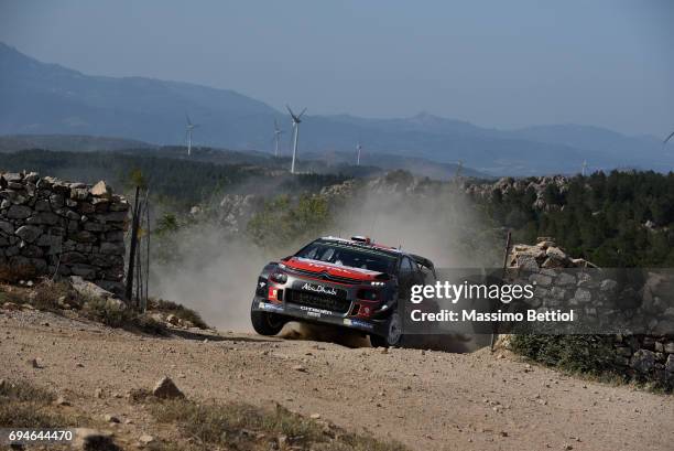 Andreas Mikkelsen of Norway and Anders Jaeger of Norway compete in their Citroen Total Abu Dhabi WRT Citroen C3 WRC during Day Two of the WRC Italy...