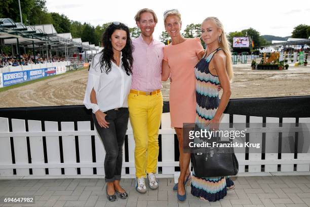 Mariella Ahrens, Jens Hilbert, Rosalie von Landsberg-Velen and Jenny Elvers during the Balve Optimum International Horse Show on June 10, 2017 in...