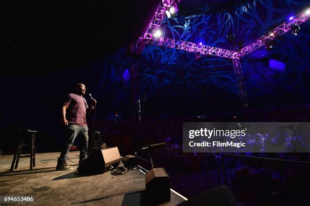 Comedian Hannibal Buress performs onstage at the 'Comedy & Cinema' tent during Day 3 of the 2017 Bonnaroo Arts And Music Festival on June 10, 2017 in...