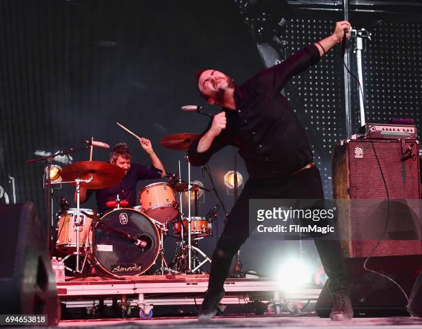 Recording artist Samuel T. Herring of Future Islands performs onstage at What Stage during Day 3 of the 2017 Bonnaroo Arts And Music Festival on June...