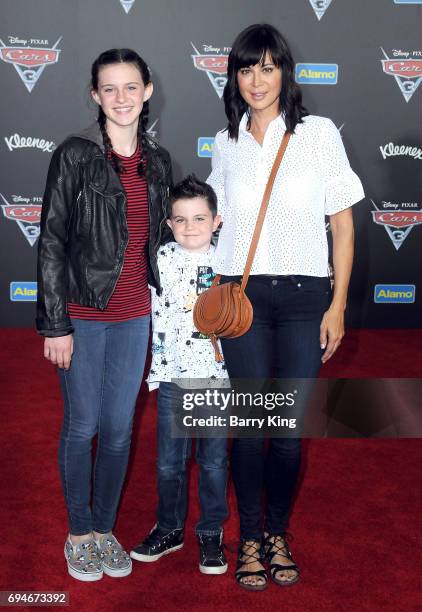 Actress Catherine Bell and family attend the World Premiere of Disney and Pixar's 'Cars 3' at Anaheim Convention Center on June 10, 2017 in Anaheim,...